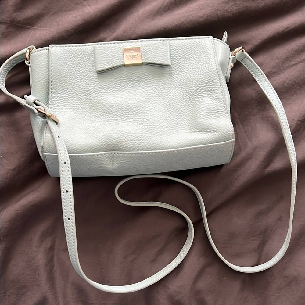 Kate Spade baby Blue Crossbody Bag with Gold Accent and Adjustable Strap